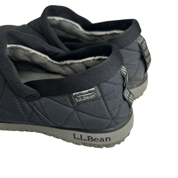 LL Bean Shoes Ultralight Primaloft Quilted Black Waterproof Slip Ons Mens 10 M